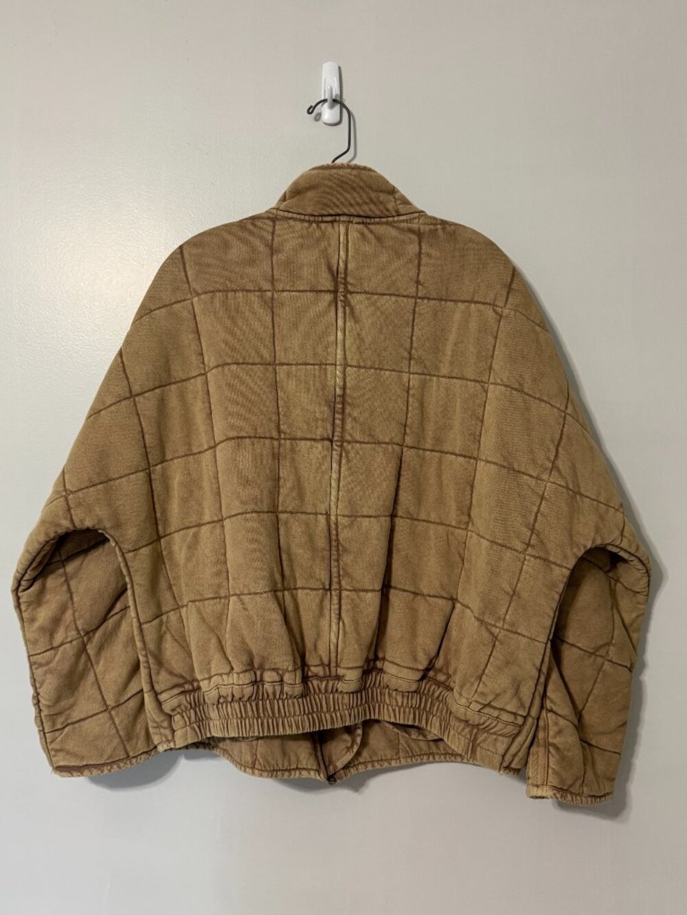 FREE PEOPLE Dolman Quilted Knit Jacket in Champagne Diamonds - Picture 3 of 9